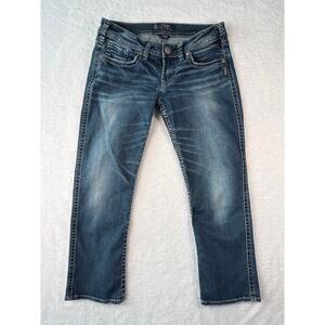 Silver Jeans Aiko Bootcut Women Jeans Size 28 Thick Stitch 90s Denim Embroidered